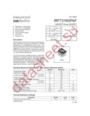 IRF7316GTRPBF datasheet  